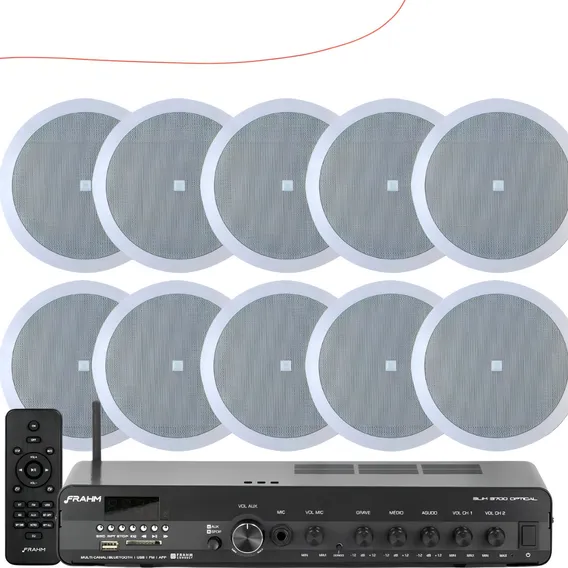 Kit Som Ambiente Frahm Teto Gesso + 10 Arandelas Jbl Foto 1