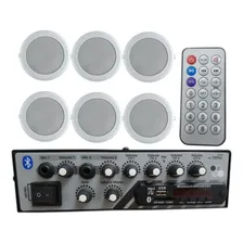 Kit Som Ambiente Rc7000 Bt Usb Fm + 6 Arandelas P/ Gesso 110v Foto mini 1
