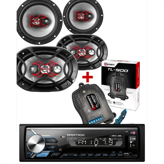 Kit Som Automotivo Radio Vipertron + Alto Falantes Kit Facil Bravox + Modulo Tl 500 Taramps Tnt Full Foto 1