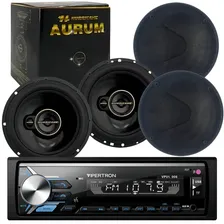 Kit Som Automotivo Radio Vipertron + Par Alto Falante Aurum Hurricane 6 Polegadas 120w + Tela 6 Tipo Pioneer Tnt Full Foto mini  2