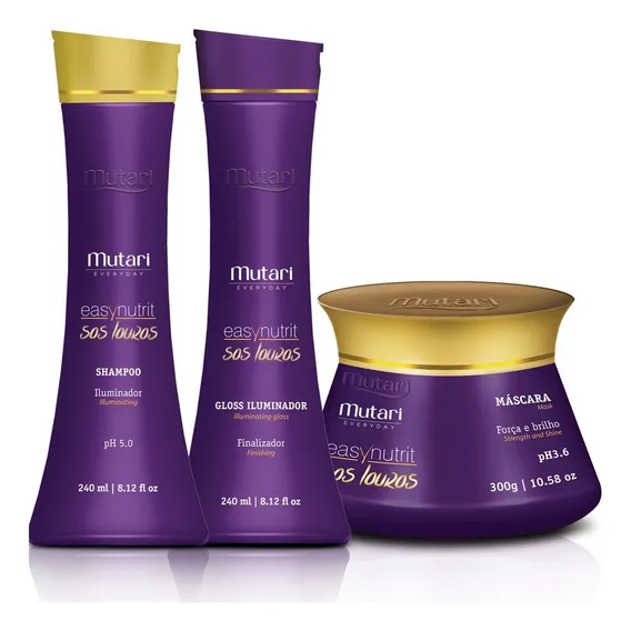 Kit Sos Louros Mutari Shampoo + Máscara + Gloss Finalizador Foto 1