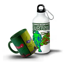 Kit Squeeze + Caneca Verde Tartarugas Ninja Presente Criança Foto mini 1