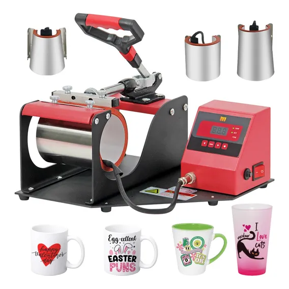 Kit Sublimaçao Prensa Térmica Canecas 3 Em 1 Mecolour Prensa De Caneca 11oz 12oz 17oz Vermelho 220V Foto 1