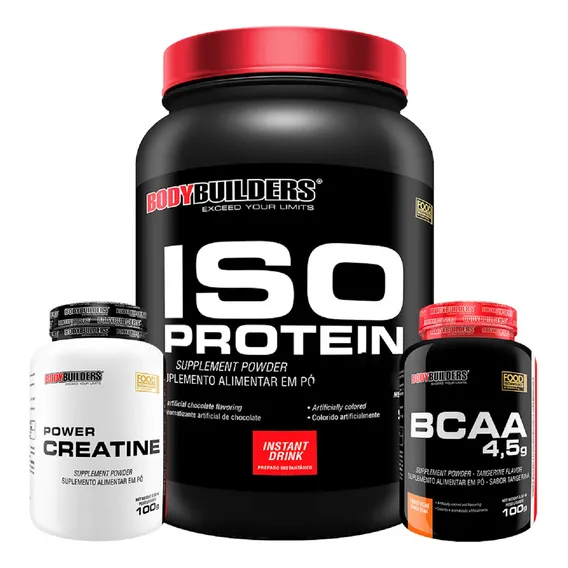 Kit Suplemento Whey Isolado 900g + Creatina + Bcaa Sabor Baunilha Foto 1