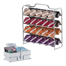 Kit Suporte 40 Cápsulas Três Corações + Porta Sachês Cromado Cor Branco Foto mini 1