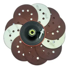 Kit Suporte Boina Velcro Lixadeira Orbital 100 Lixas Sortida Foto mini 1