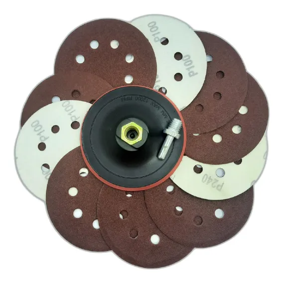 Kit Suporte Boina Velcro Lixadeira Orbital 100 Lixas Sortida Foto 1