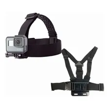 Kit Suporte Cabeça E Peito Para Gopro Cameras Ação Peitoral Foto mini 1