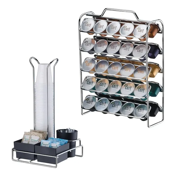 Kit Suporte Cápsulas Café Nespresso + Porta Sachês E Copos Cor Preto Foto 1