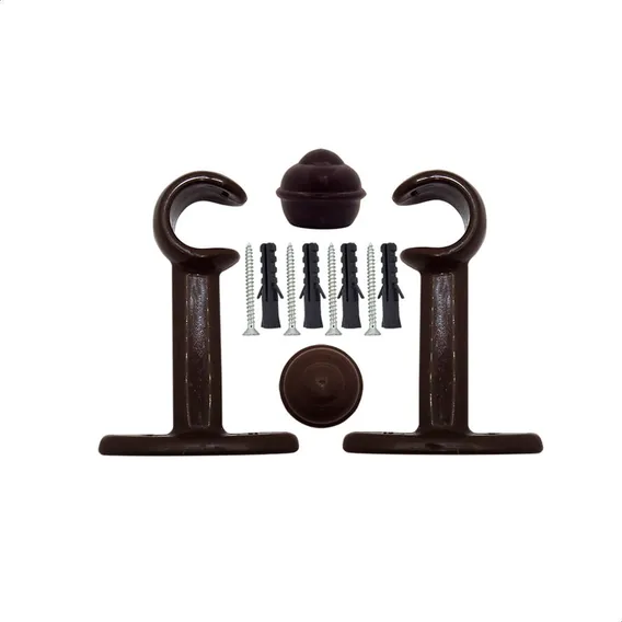 Kit Suporte Para Varão De Cortina 19mm Imbuia Foto 1