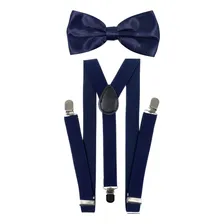 Kit Suspens贸rio E Gravata Borboleta Azul Marinho Adulto Foto mini 1