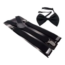 Kit Suspens贸rio + Gravata Borboleta Adulto Unissex Cor Preto Foto mini 2