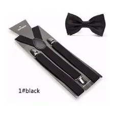 Kit Suspens贸rio + Gravata Borboleta Adulto Unissex Cor Preto Foto mini 1