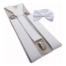 Kit Suspensório + Gravata Borboleta Adulto Várias Cores Cor Branco Foto mini 1