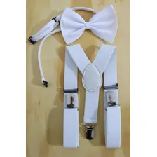 Kit Suspensório Infantil + Gravata Borboleta Festa Criança Cor Branco Foto mini 2