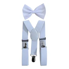Kit Suspensório Infantil + Gravata Borboleta Festa Criança Cor Branco Foto mini 1