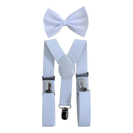 Kit Suspensório Infantil + Gravata Borboleta Festa Criança Cor Branco Foto 1