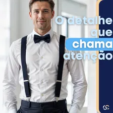 Kit Suspensorio Masculino E Gravata Borboleta Camisa Social Casamento Noivo Padrinhos Adulto Ajustavel Elastico Suspensório Feminino Preto Bege Terracota Verde Marsala Verde Oliva Vermelho Lilas Foto mini  3