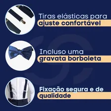 Kit Suspensorio Masculino E Gravata Borboleta Camisa Social Casamento Noivo Padrinhos Adulto Ajustavel Elastico Suspensório Feminino Preto Bege Terracota Verde Marsala Verde Oliva Vermelho Lilas Foto mini  2