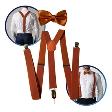 Kit Suspensorio Masculino + Gravata Borboleta Camisa Social Casamento Noivo Padrinhos Adulto Ajustavel Elastico Suspens贸rio Feminino Preto Bege Terracota Verde Marsala Verde Oliva Vermelho Lilas Foto mini 1