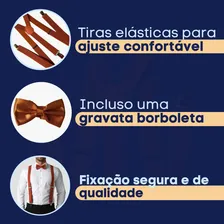 Kit Suspensorio Masculino + Gravata Borboleta Camisa Social Casamento Noivo Padrinhos Adulto Ajustavel Elastico Suspens贸rio Feminino Preto Bege Terracota Verde Marsala Verde Oliva Vermelho Lilas Foto mini 2