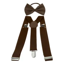 Kit Suspensório Masculino + Gravata Borboleta Marrom Foto  mini 1