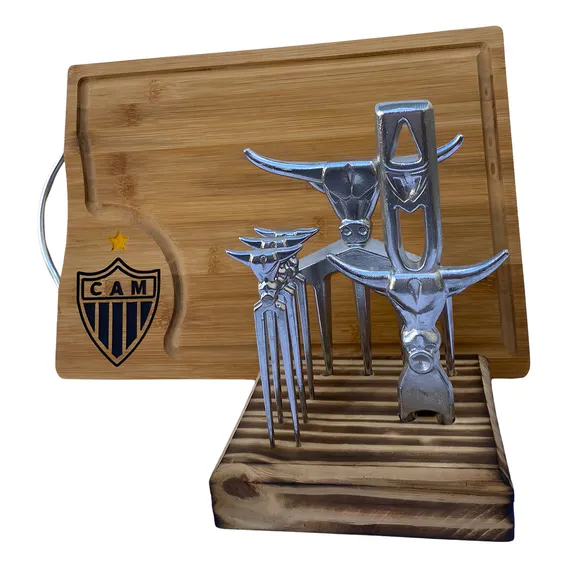 Kit Tabua Churrasco Personalizavel Time Garra Boi 5 Dentes Cor Atlético Mineiro Foto 1