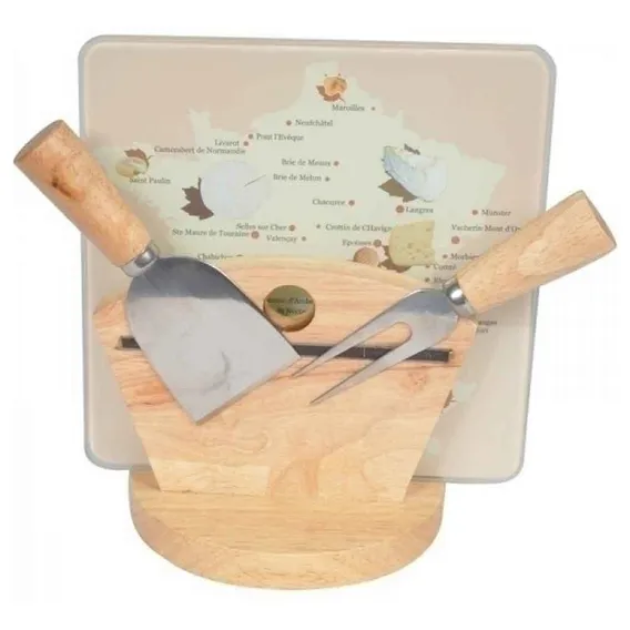 Kit Tábua Para Queijos Vidro 2 Facas E Suporte Yh0029 Btc Foto 1