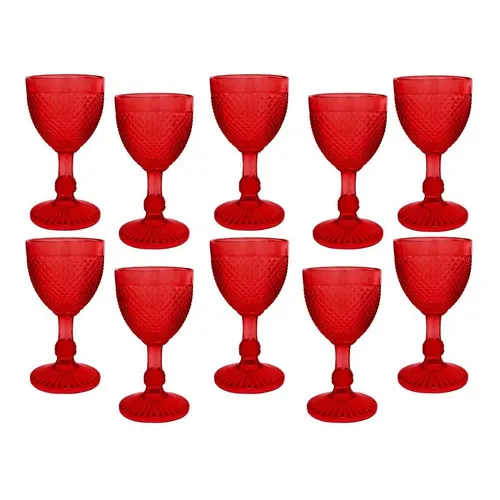 Kit Taça De Bico De Jaca , Taça Acrílico 320 (10 Peças) Cor Vermelho Foto 1