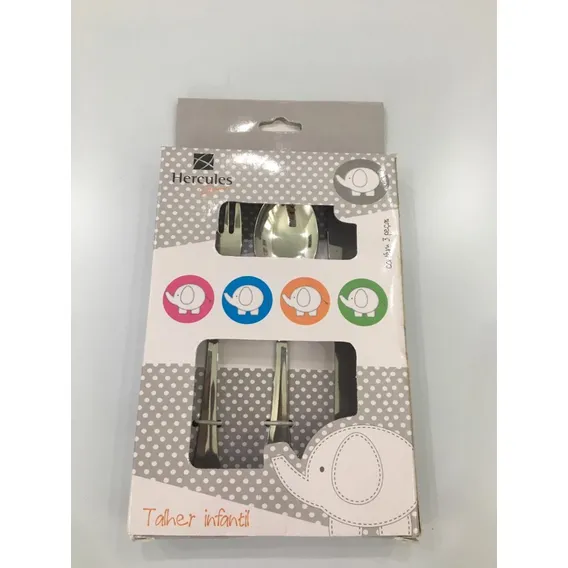 Kit Talher Infantil Colher Garfo E Faca Em Inox Foto 1