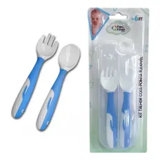 Kit Talher Infantil Refeiçãocom Ponta Flexivel Colher Garfo Foto  mini 1