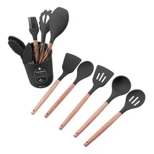 Kit Talheres Cozinha Silicone Flórida Suporte 12 Pçs Grafite Foto mini 1