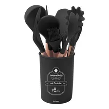 Kit Talheres Cozinha Silicone Flórida Suporte 12 Pçs Grafite Foto mini 3