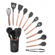 Kit Talheres Cozinha Silicone Flórida Suporte 12 Pçs Grafite Foto mini 2