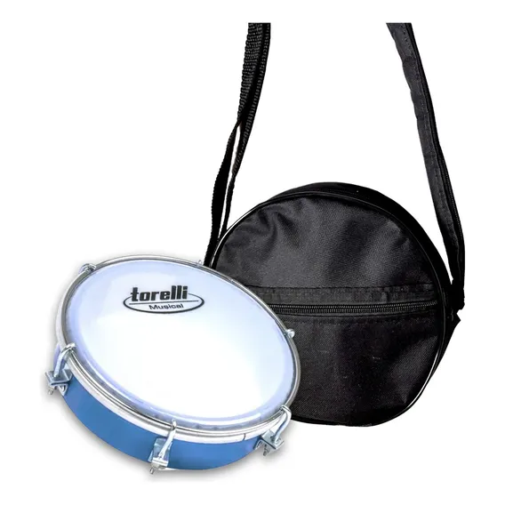 Kit Tamborim Pele Leitosa Torelli Tt404 Azul E Bag Tamborim Foto 1