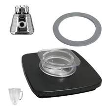 Kit Tampa Quadrada E Anel Compatível Liquidificador Oster Cor Preto Foto  mini 1