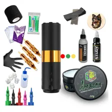 Kit Tattoo Completo Iniciante Pen Dourada Bateria Tatuagem Foto mini 2