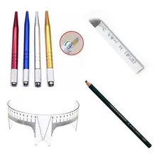 Kit Tebori 15 Lâminas Flex + Régua + 1 Lápis Dermatográfico Foto  mini 1