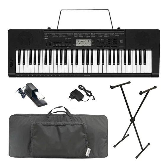 Kit Teclado Casio Ctk-3500 C/ Pedal + Suporte + Capa + Fonte Foto 1