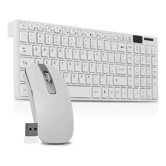 Kit Teclado E Mouse Sem Fio 24ghz 3200dpi Óptico Mouse Branco Teclado Branco Foto 1