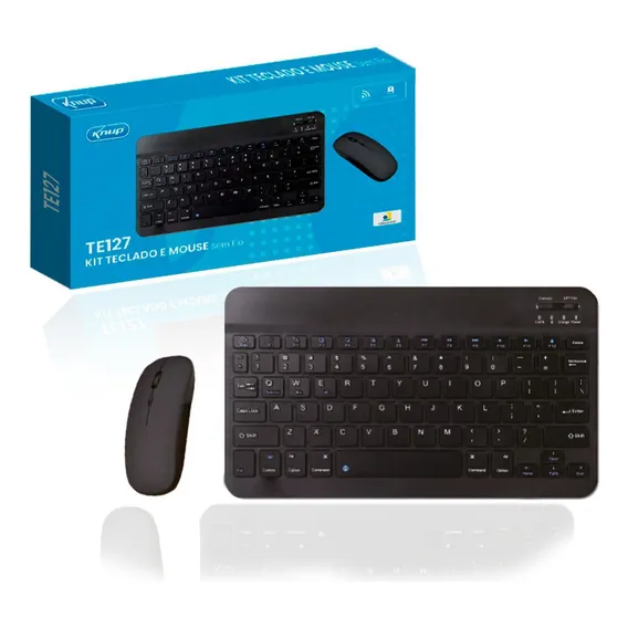 Kit Teclado E Mouse Sem Fio Bluetooth Mac Android Tablet Foto 1