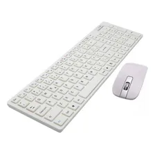 Kit Teclado E Mouse Sem Fio Wireless Estone Branco Slim Foto mini  3
