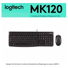 Kit Teclado E Mouse Usb Logitech Mk120 Com Fio Foto  mini 1
