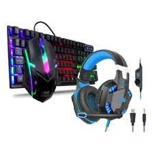 Kit Teclado Gamer Rgb Com Mouse + Fone Headset Gamer Ledazul Foto  mini 1