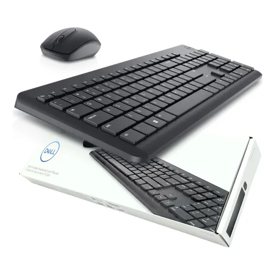 Kit Teclado Mouse Dell Sem Fio Km3322w Wireless Abnt2 Br Pt Mouse Preto Teclado Preto Foto 1