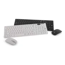 Kit Teclado Mouse Sem Fio Wireless Usb Slim Notebook Pc Mouse Preto Teclado Preto Foto  mini 1