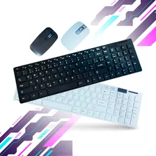 Kit Teclado Mouse Sem Fio Wireless Usb Slim Notebook Pc Mouse Preto Teclado Preto Foto mini  3