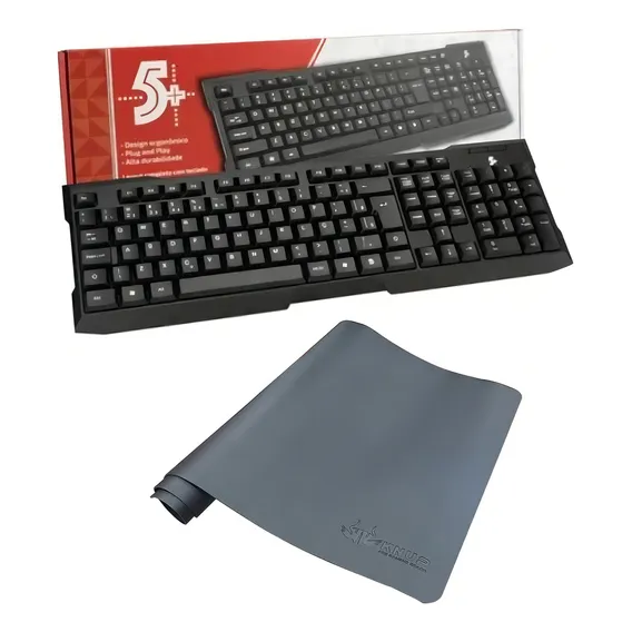 Kit Teclado Usb Office Design Ergon么mico Mousepad Foto 1