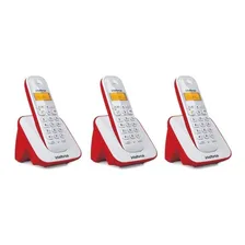 Kit Telefone Sem Fio Ts 3110 + 2 Ramais Vermelho Intelbras Foto mini 1