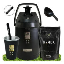 Kit Tereré Black + Cuia Térmica + Garrafa Inox + Bomba Mola Foto mini 1